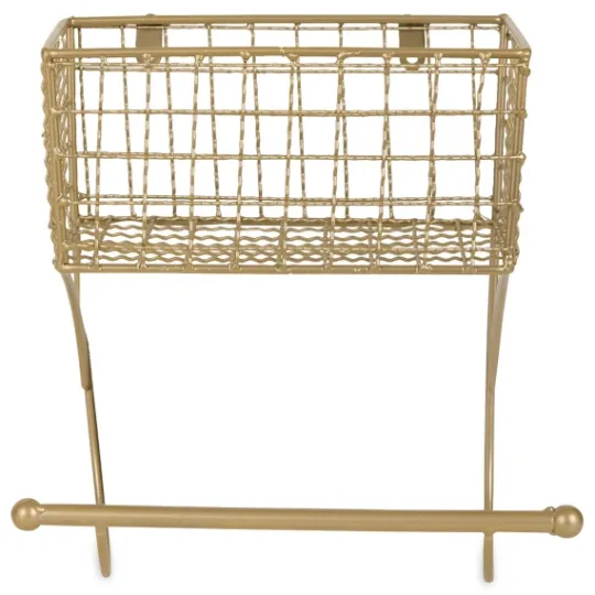 Kirkland's Home Antique Gold Wire Basket Towel Rack- Wall Storage