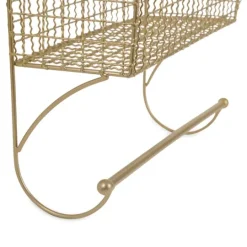Kirkland's Home Antique Gold Wire Basket Towel Rack, 17 In.- Wall Storage