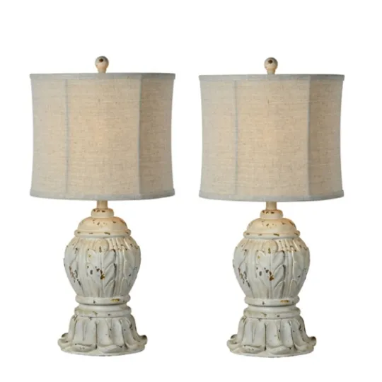 Kirkland's Home Antique Ivory Distressed Table Lamps, Set Of 2- Table Lamps