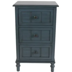 Kirkland's Home Antique Navy 3-Drawer Chest Side Table- Accent & End Tables