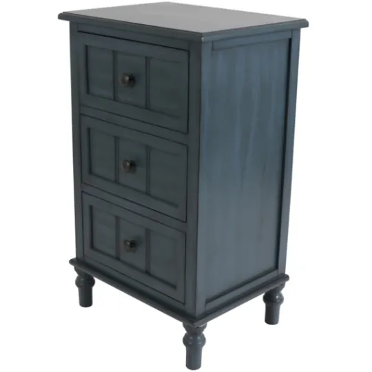 Kirkland's Home Antique Navy 3-Drawer Chest Side Table- Accent & End Tables