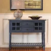 Kirkland's Home Antique Navy Windowpane Buffet Console Table- Console Tables