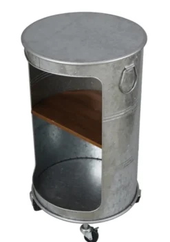 Kirkland's Home Antique Round Rolling Galvanized Accent Table- Accent & End Tables
