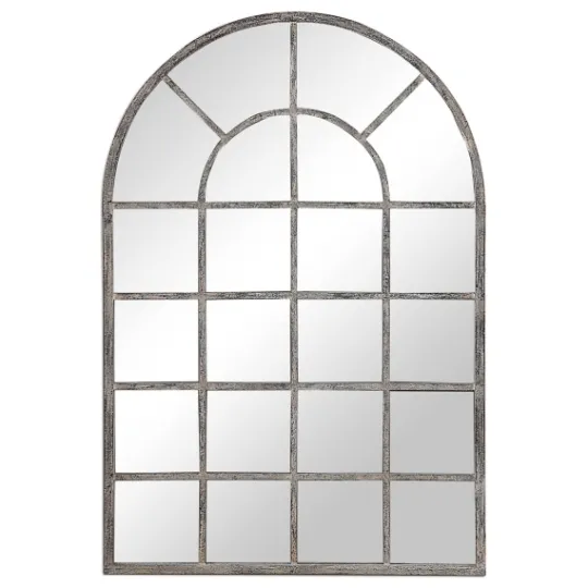Kirkland's Home Antique Rustic Arch Windowpane Mirror- Framed Mirrors