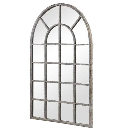 Kirkland's Home Antique Rustic Arch Windowpane Mirror- Framed Mirrors