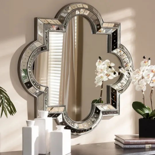 Kirkland's Home Antique Silver Quatrefoil Frame Wall Mirror- Decorative Mirrors