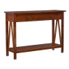 Kirkland's Home Antique Tobacco Console Table With Bottom Shelf- Console Tables