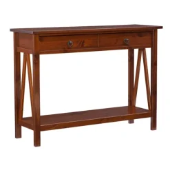 Kirkland's Home Antique Tobacco Console Table With Bottom Shelf- Console Tables