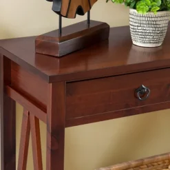 Kirkland's Home Antique Tobacco Console Table With Bottom Shelf- Console Tables