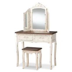 Kirkland's Home Antique White And Walnut 2-Pc. Vanity Set- Armoires