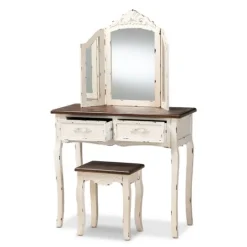 Kirkland's Home Antique White And Walnut 2-Pc. Vanity Set- Armoires