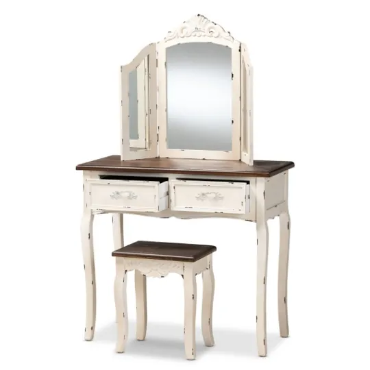 Kirkland's Home Antique White And Walnut 2-Pc. Vanity Set- Armoires