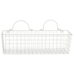 Kirkland's Home Antique White 2-Pc. Long Wire Basket Set, 17 In.- Wall Storage
