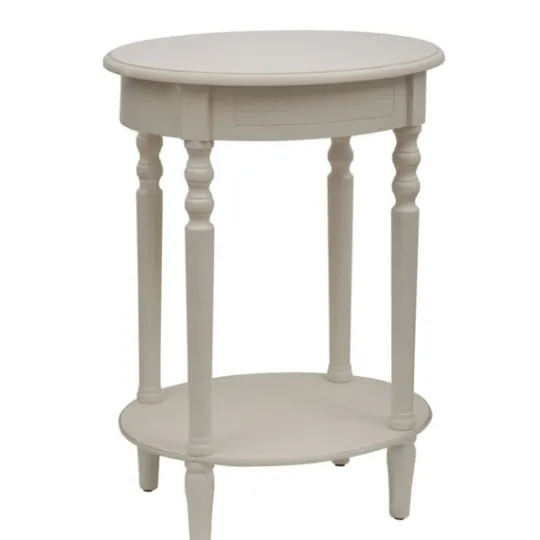 Kirkland's Home Antique White Simplicity Oval Side Table- Nightstands