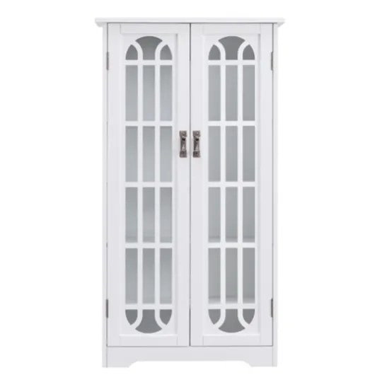 Kirkland's Home Antique White Tall Windowpane Cabinet- Cabinets & Sideboards