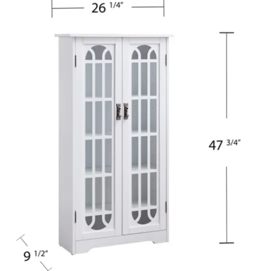 Kirkland's Home Antique White Tall Windowpane Cabinet- Cabinets & Sideboards
