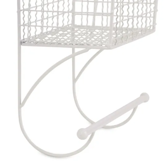 Kirkland's Home Antique White Wire Basket Towel Rack- Wall Storage
