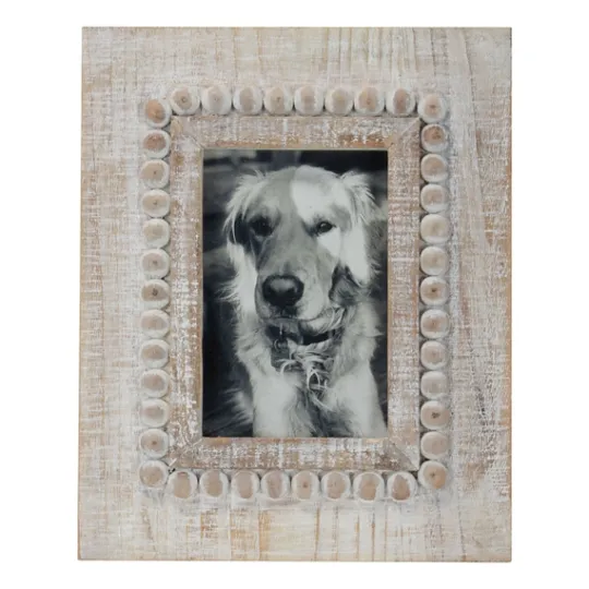 Kirkland's Home Antique White Wood Beaded Picture Frame, 4X6- Picture Frames
