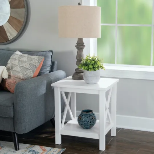 Kirkland's Home Antique White X Side Frame Accent Table- Accent & End Tables