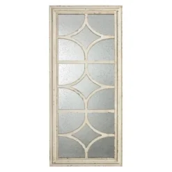 Kirkland's Home Antique Whitewashed Diamond Panel Wall Mirror- Decorative Mirrors