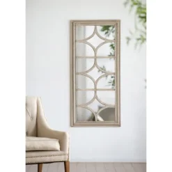 Kirkland's Home Antique Whitewashed Diamond Panel Wall Mirror- Decorative Mirrors