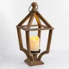 Kirkland's Home Antique Wood Footed Lantern- Lanterns