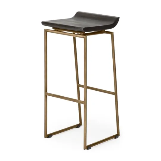 Kirkland's Home Antiqued Gold Frame Modern Bar Stool- Bar Stools & Counter Height Stools