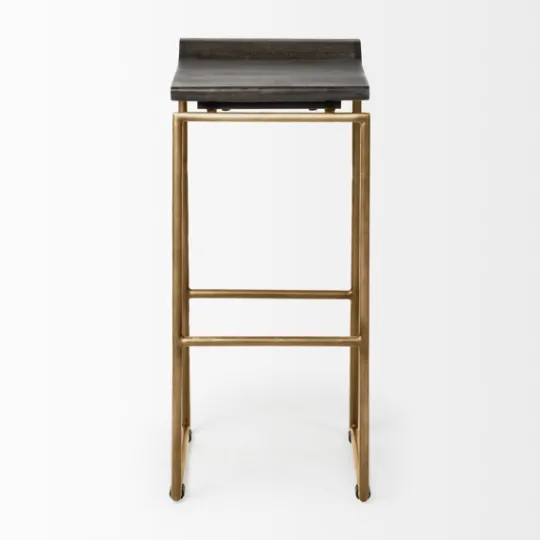 Kirkland's Home Antiqued Gold Frame Modern Bar Stool- Bar Stools & Counter Height Stools