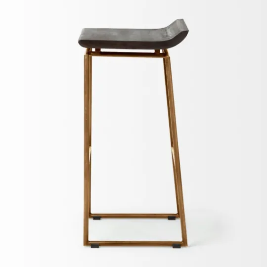 Kirkland's Home Antiqued Gold Frame Modern Bar Stool- Bar Stools & Counter Height Stools