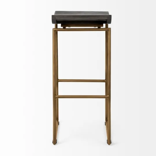 Kirkland's Home Antiqued Gold Frame Modern Bar Stool- Bar Stools & Counter Height Stools