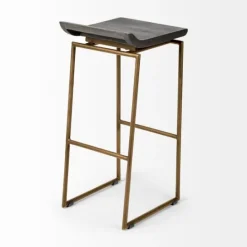 Kirkland's Home Antiqued Gold Frame Modern Bar Stool- Bar Stools & Counter Height Stools