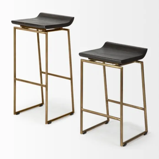 Kirkland's Home Antiqued Gold Frame Modern Bar Stool- Bar Stools & Counter Height Stools