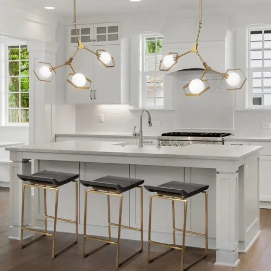 Kirkland's Home Antiqued Gold Frame Modern Bar Stool- Bar Stools & Counter Height Stools