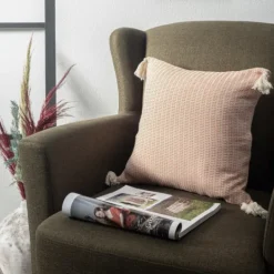 Kirkland's Home Apricot Trapeze Organic Cotton Throw Pillow- Pillows