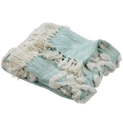 Kirkland's Home Aqua Blue Aztec Fringe Throw- Blankets & Throws