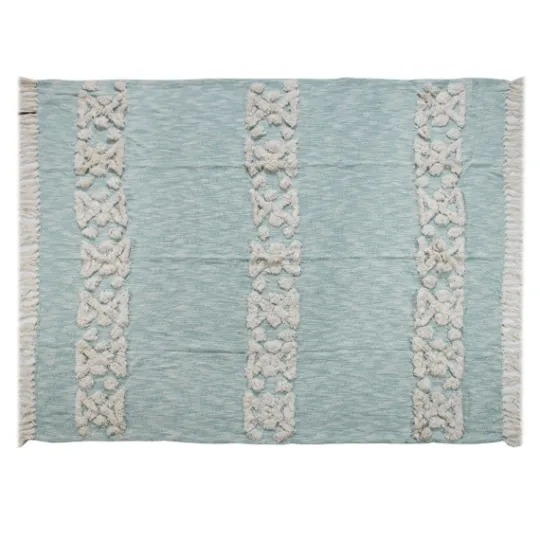 Kirkland's Home Aqua Blue Aztec Fringe Throw- Blankets & Throws