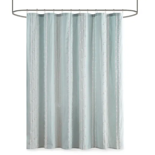 Kirkland's Home Aqua Cotton Jacquard Shower Curtain- Shower Curtains