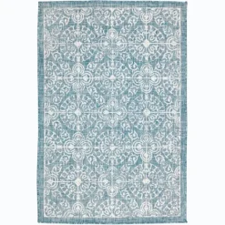 Kirkland's Home Aqua Embellished Indoor/Outdoor Area Rug, 3X4- Outdoor Rugs