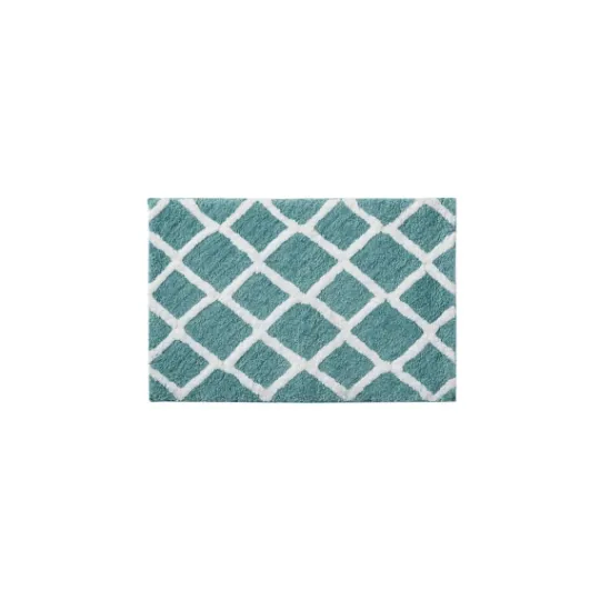Kirkland's Home Aqua Geometric Pattern Reversible Bath Mat, 34 In- Bathroom Rugs