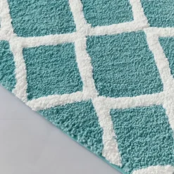 Kirkland's Home Aqua Geometric Pattern Reversible Bath Mat, 60 In- Bathroom Rugs