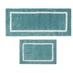 Kirkland's Home Aqua Geometric Pattern Reversible Bath Mat, 60 In- Bathroom Rugs