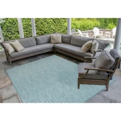 Kirkland's Home Aqua Intertwine Indoor/Outdoorr Area Rug, 6X9- Outdoor Rugs