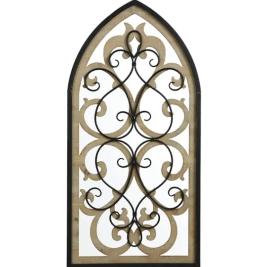Kirkland's Home Arched Wood And Metal Layered Scroll Wall Plaque- Wall Plaques