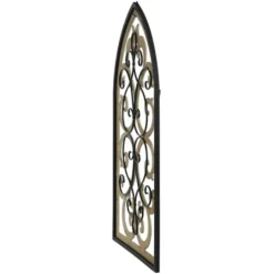 Kirkland's Home Arched Wood And Metal Layered Scroll Wall Plaque- Wall Plaques