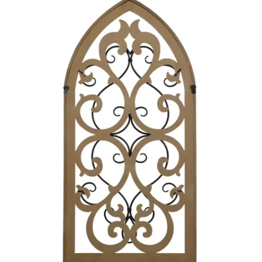 Kirkland's Home Arched Wood And Metal Layered Scroll Wall Plaque- Wall Plaques