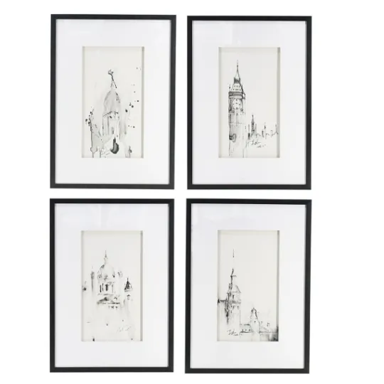 Kirkland's Home Architectural Drawings Framed Art Prints, Set Of 4- Framed Art