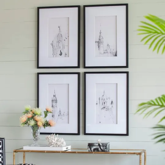 Kirkland's Home Architectural Drawings Framed Art Prints, Set Of 4- Framed Art