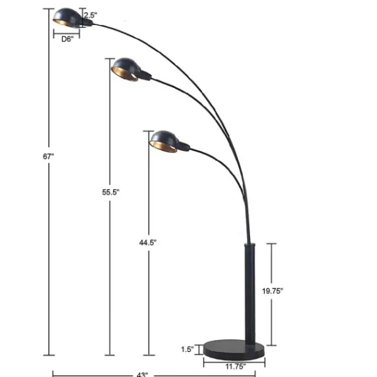 Kirkland's Home 3-Arm Adjustable Floor Lamp- Floor Lamps