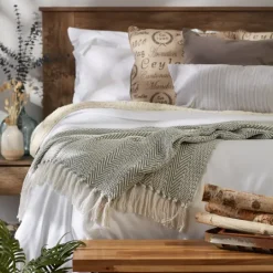 Kirkland's Home Artichoke Herringbone Fringe Throw- Blankets & Throws