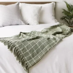 Kirkland's Home Artichoke Plaid Fringed Throw- Blankets & Throws